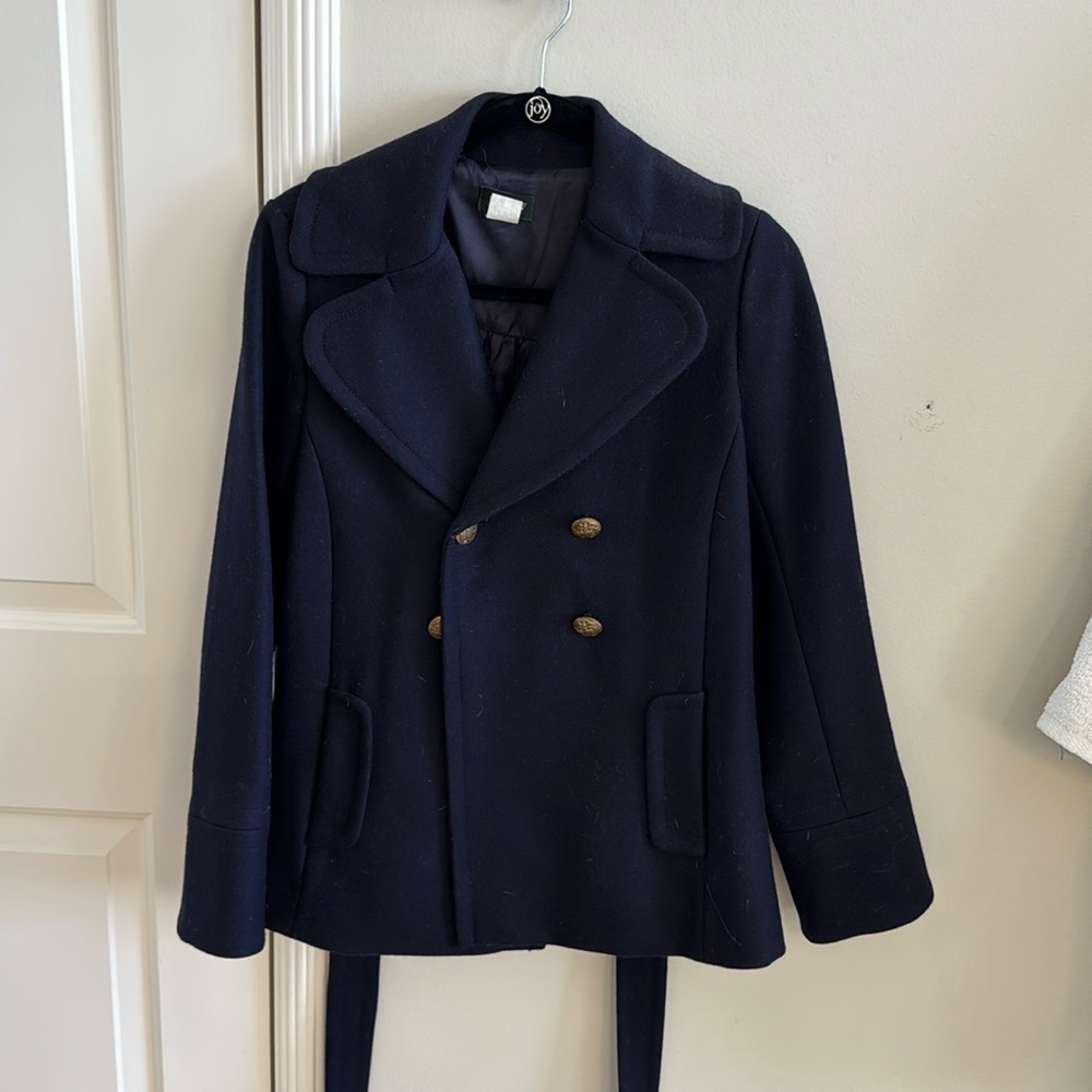 JCREW NAVY WOOL PEA COAT SIZE 4